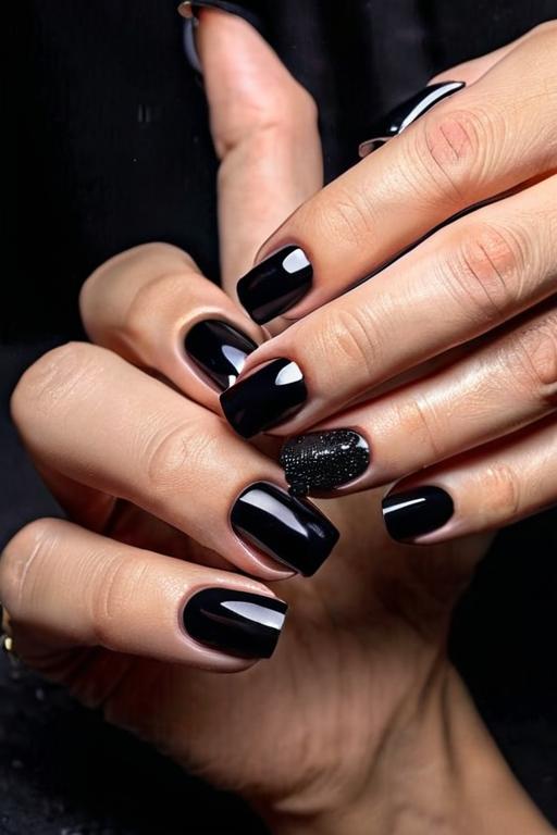 Black Nail Design 12