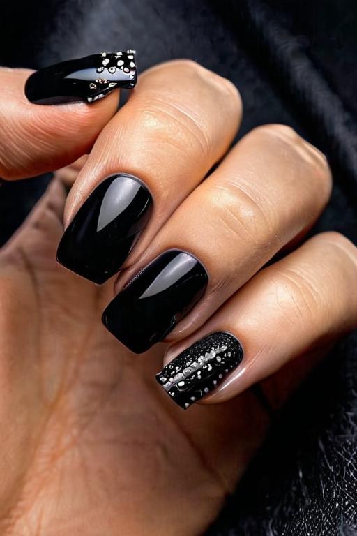 Black Nail Design 13