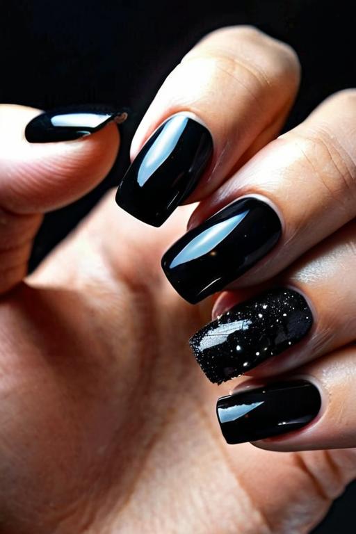 Black Nail Design 16