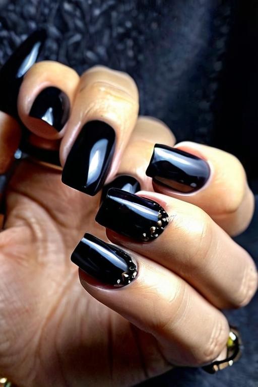 Black Nail Design 17