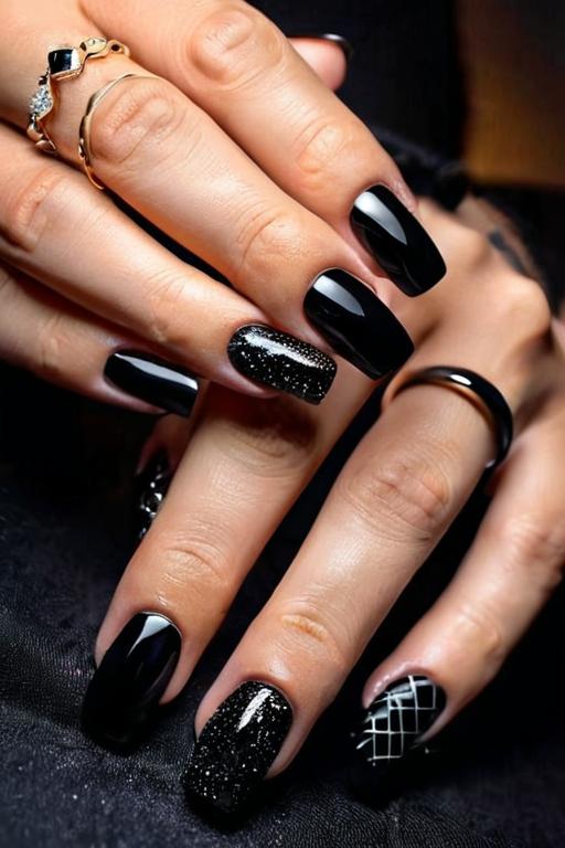 Black Nail Design 18