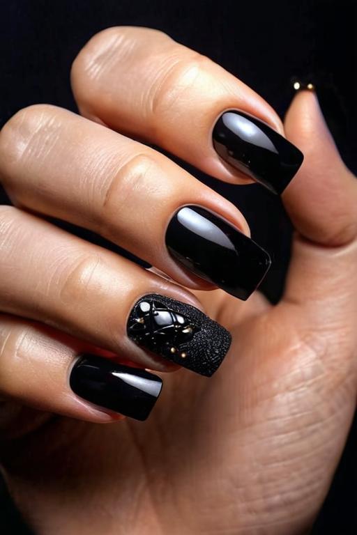 Black Nail Design 19