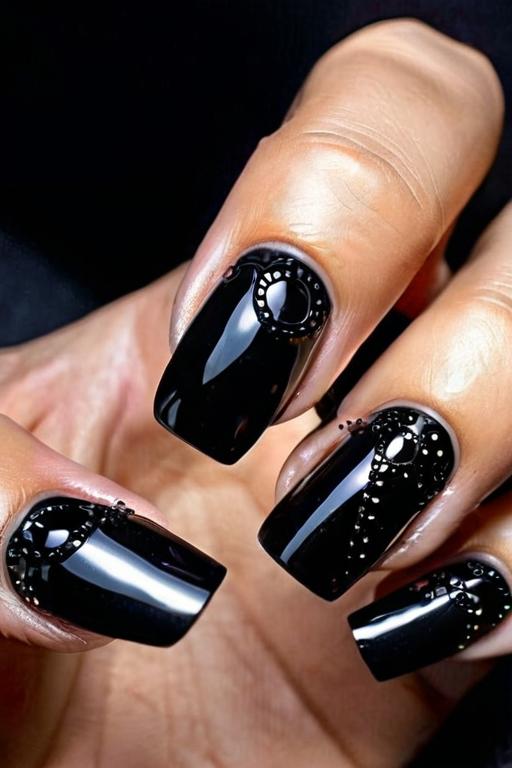 Black Nail Design 22