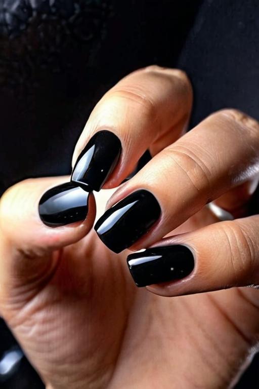 Black Nail Design 23