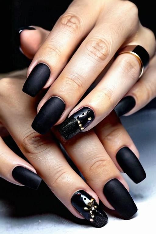 Black Nail Design 24