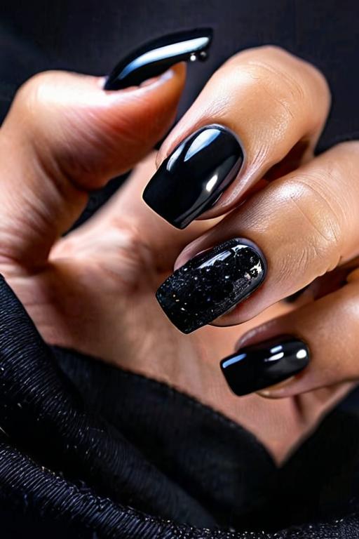 Black Nail Design 26