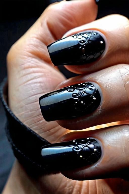 Black Nail Design 29