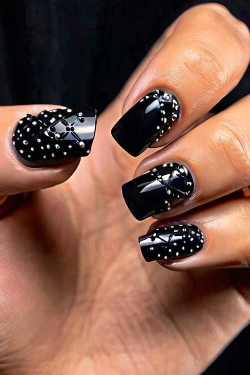 Black Nail Design 6